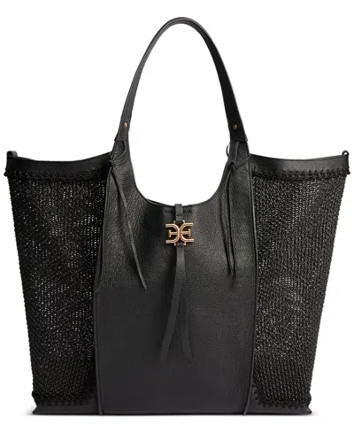 Sam Edelman Sylvia Raffia Large Tobo Bag In Black