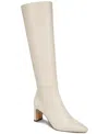 Sam Edelman Women's Sylvia Wide Calf Pointed Toe High Heel Boots In White