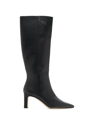 Sam Edelman Sylvia Square-toe Leather Boots In Black