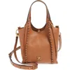 Sam Edelman Sylvia Whipstitch Leather Crossbody Tote In Cognac