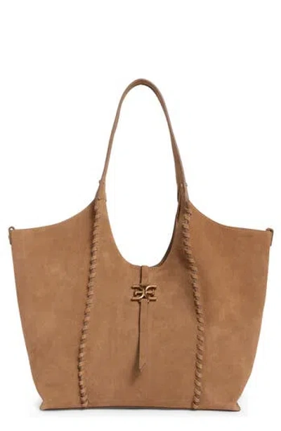 Sam Edelman Sylvia Whipstitch Medium Suede Hobo Bag In Brown