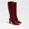 Sam Edelman Sylvia Wide Calf Knee High Boot Scarlet Cherry Leather In Red