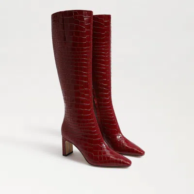 Sam Edelman Sylvia Wide Calf Knee High Boot Scarlet Cherry Leather In Red