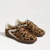 Sam Edelman Talia Velcro Sneaker Leopard Brahama Hair Leather In Brown