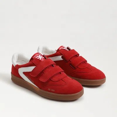 Sam Edelman Talia Velcro Trainer Red Coral Leather
