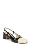 Sam Edelman Tarra Slingback Pump In Black,alpine Ivory Leather