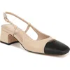 Sam Edelman Tarra Two-tone Cutout Leather Slingback Pumps In Summer Sand/black