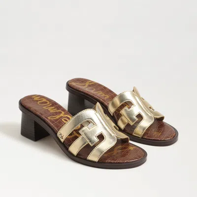 Sam Edelman Tasha Block Heel Sandal Amber Gold Leather