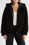 Sam Edelman Teddy Faux Shearling Hooded Jacket In Black
