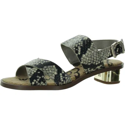 Sam Edelman Teena Womens Faux Leather Ankle Strap Heels In Multi