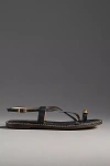 Sam Edelman Tenly Toe Strap Sandal Black Cognac Leather In Black