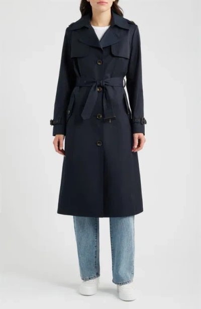 Sam Edelman Tie Belt Trench Coat In Blue