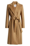 Sam Edelman Tie Belt Wool Blend Wrap Coat In Camel Beige