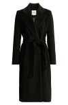 Sam Edelman Tie Belt Wool Blend Wrap Coat In Military Green