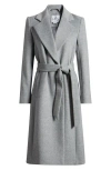 Sam Edelman Tie Belt Wool Blend Wrap Coat In Soft Grey