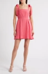 Sam Edelman Tie Strap A-line Minidress In Pink