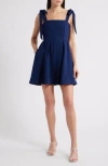 Sam Edelman Tie Strap A-line Minidress In Blue
