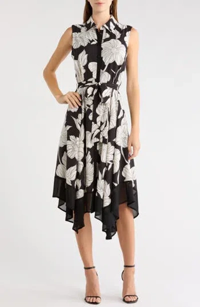 Sam Edelman Tie Waist Handkerchief Shirtdress In Multi