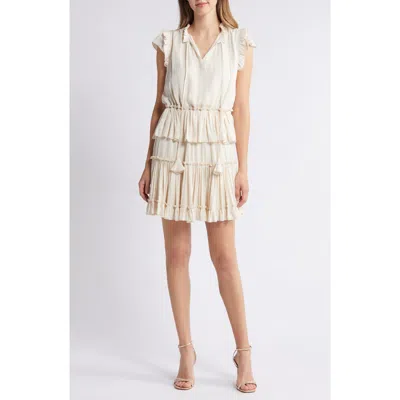 Sam Edelman Tiered Ruffle Minidress In Champagne