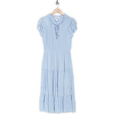 Sam Edelman Tiered Ruffle Satin Dress In Light Blue