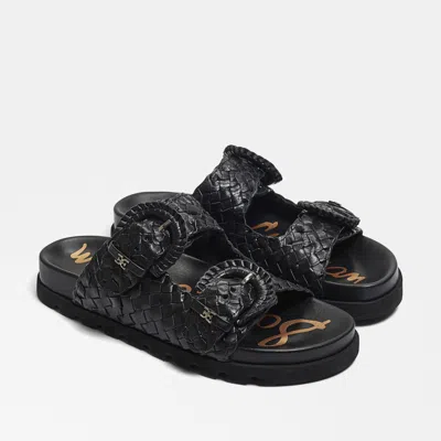 Sam Edelman Tiffanie Slide Footbed Sandal Black Woven Leather