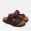 Sam Edelman Tiffanie Slide Footbed Sandal Burnt Brown Woven Leather