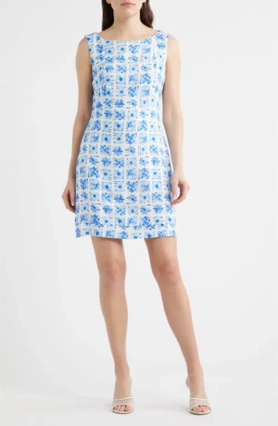 Sam Edelman Tile Floral Print Sheath Dress In Blue