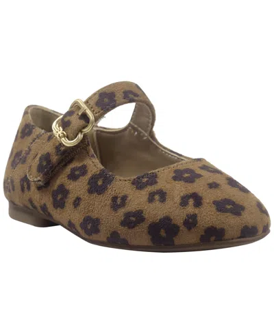 Sam Edelman Babies' Toddler Girls' Maeve Michaela Floral-print Round Toe Flats In Brown