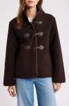 Sam Edelman Toggle Front Faux Shearling Jacket In Cafe Noir