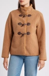 Sam Edelman Toggle Front Faux Shearling Jacket In Brown