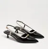 Sam Edelman Toni Slingback Kitten Heel In Black/alpine White Patent In Multi