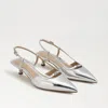 Sam Edelman Toni Womens Faux Suede Pointed Toe Slingback Heels In Silver