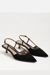 Sam Edelman Toni Slingback Kitten Heels In Black In Black
