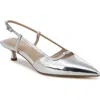Sam Edelman Toni Womens Faux Suede Pointed Toe Slingback Heels In Soft Silver