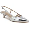 Sam Edelman Toni Womens Faux Suede Pointed Toe Slingback Heels In Soft Silver
