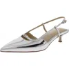Sam Edelman Toni Womens Faux Suede Pointed Toe Slingback Heels In Silver