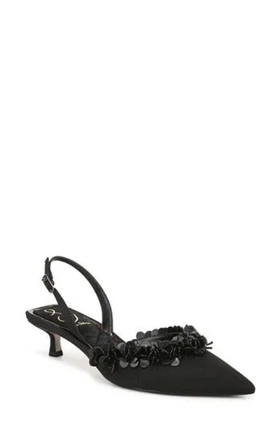 Sam Edelman Trent Slingback Pointed Toe Kitten Heel Pump In Black