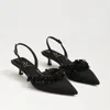 Sam Edelman Trent Slingback Pointed Toe Kitten Heel Pump In Black