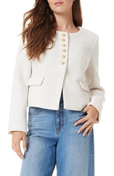 Sam Edelman Tweed Collarless Jacket In Gardenia