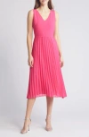 SAM EDELMAN V-NECK ACCORDION PLEAT DRESS