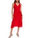 Sam Edelman V-neck Accordion Pleat Dress In Orange