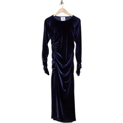 Sam Edelman Velvet Long Sleeve Bodycon Midi Dress In Navy