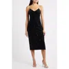 Sam Edelman Velvet Rhinestone Embellished Midi Slipdress In Black