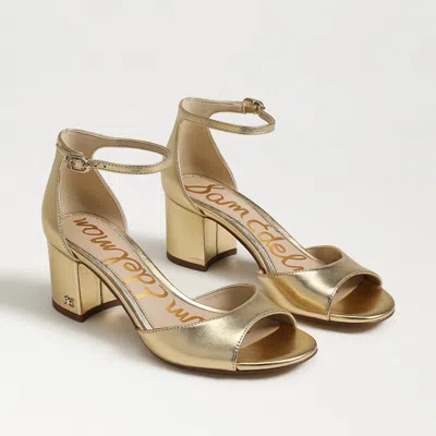 Sam Edelman Viola Block Heel Sandal Amber Gold Leather