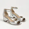 Sam Edelman Viola Block Heel Sandal Soft Silver Faux Leather In Silver