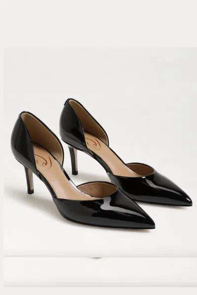 SAM EDELMAN VIV POINTED TOE PUMP IN BLACK PATENT LEATHER