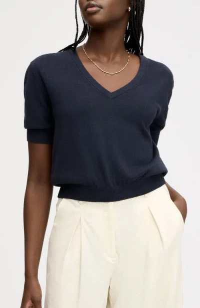 Sam Edelman V-neck Crop Sweater In Blue