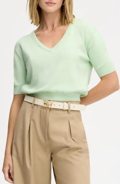 Sam Edelman V-neck Crop Sweater In Green