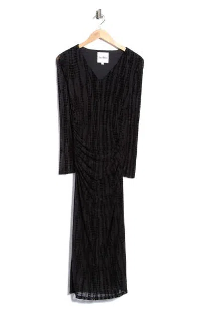 Sam Edelman V-neck Velvet Midi Dress In Black