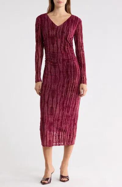 Sam Edelman V-neck Velvet Midi Dress In Red